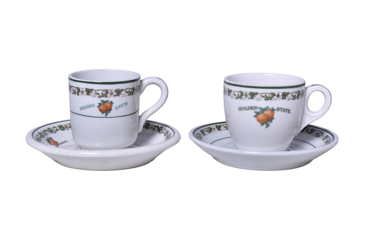3479 - Pair of Rock Island and Southern Pacific Railroad Golden State China Demitasse Cups and Saucers thumbnail
