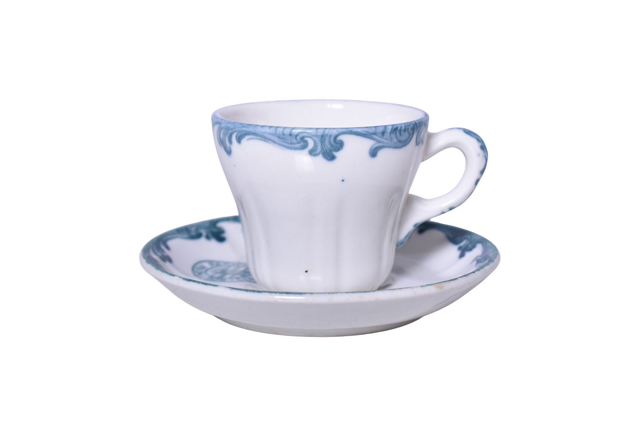 3505 - Southern Pacific Railroad China Harriman Blue Demitasse Cup and Saucer Set thumbnail