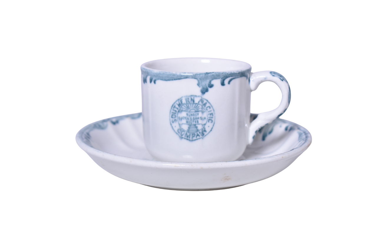 3511 - Southern Pacific Railroad China Harriman Blue Cup and Saucer thumbnail
