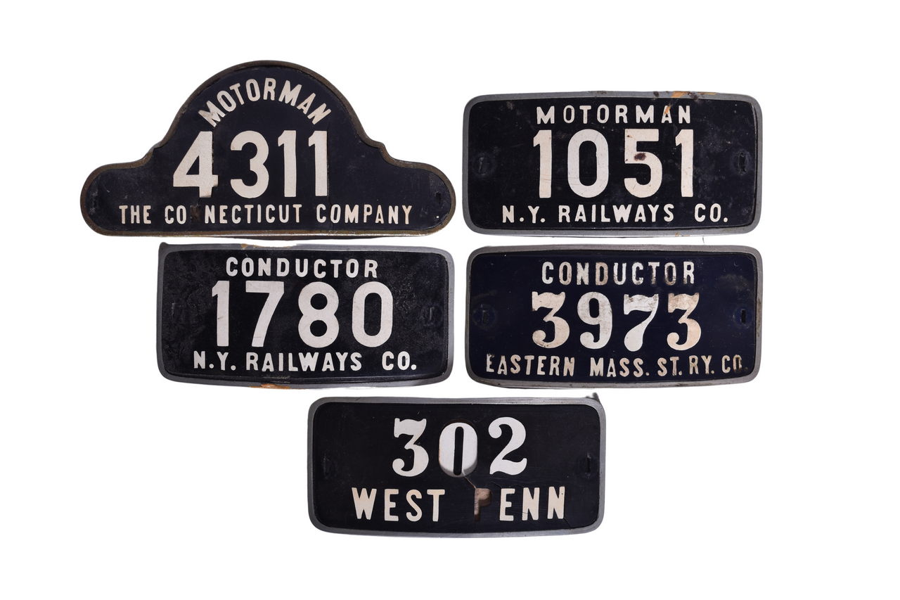 3284 - Set of Five Traction Cap Badges - New York Railways, Connecticut Company, West Penn, etc. thumbnail