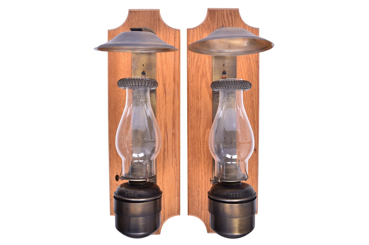 3261 - Pair of Handlan Caboose Wall Lamps Marked for the C&EI Railroad thumbnail