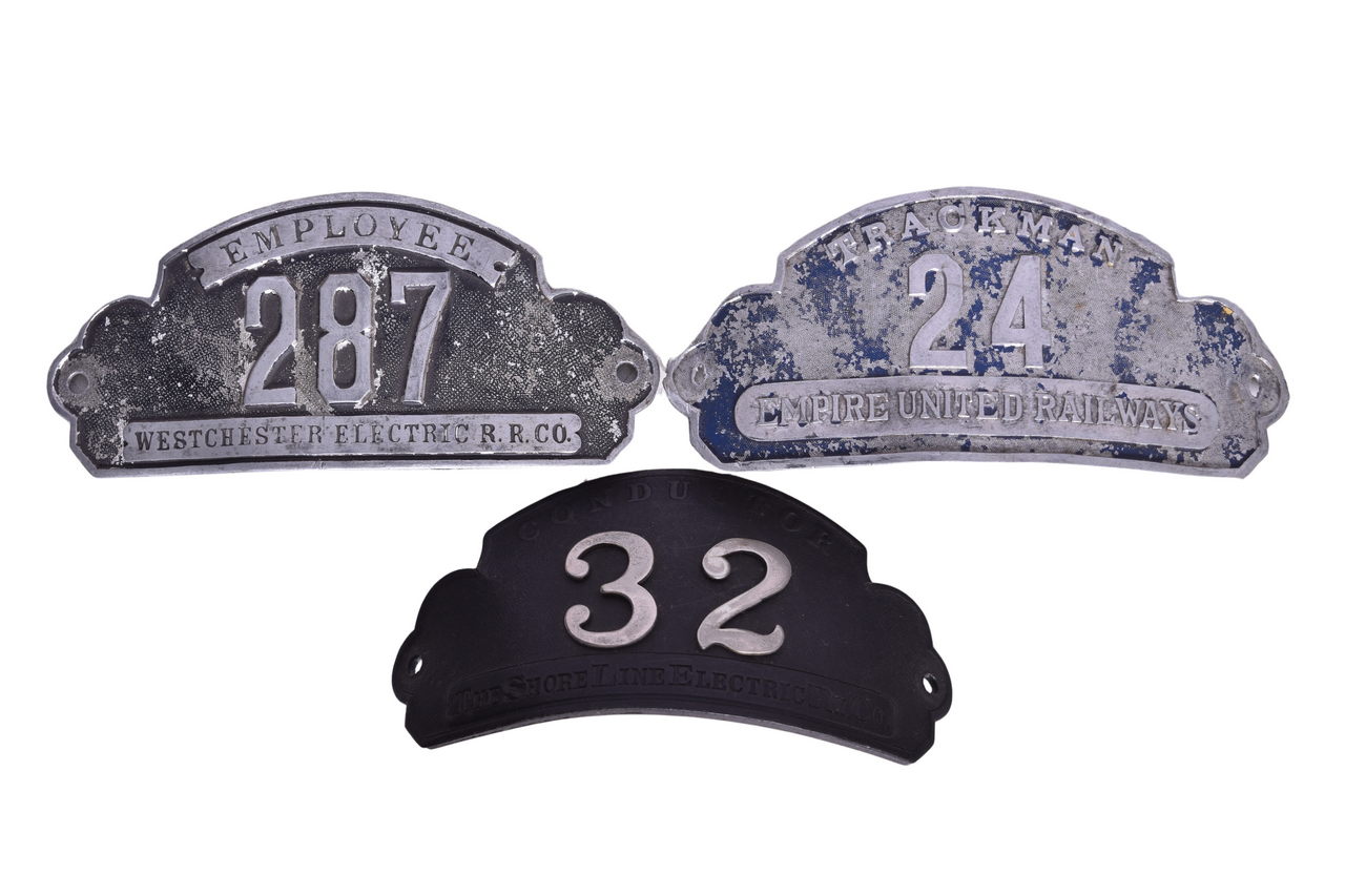 3282 - Three Traction Cap Badges - Westchester Electric, Empire United Railways, Shoreline Electric Railway thumbnail