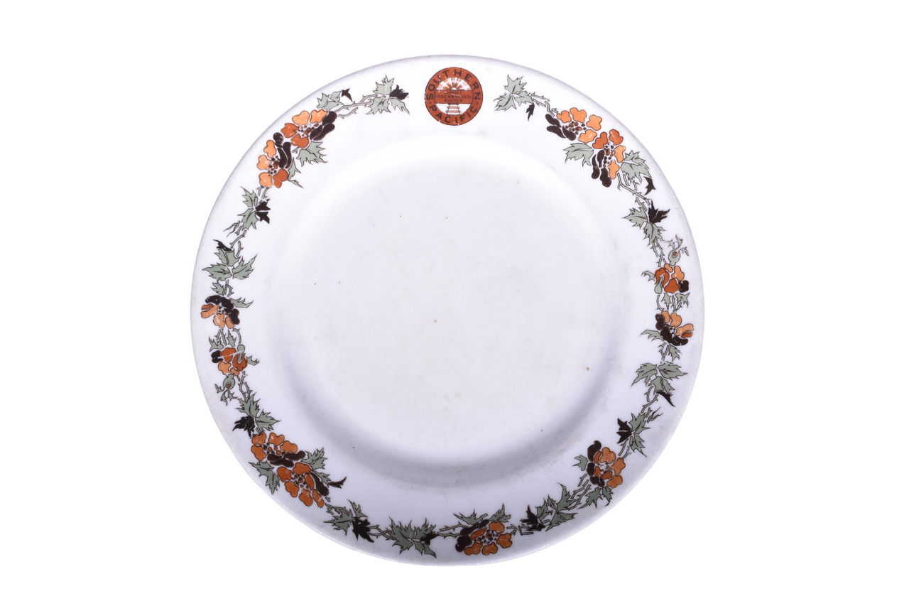 3519 - Southern Pacific Railroad China Sunset Floral Plate 8 7/8