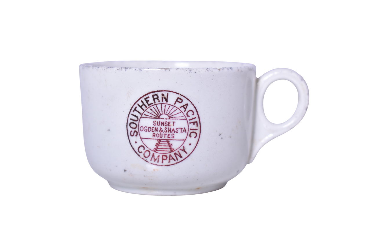 3521 - Southern Pacific Railroad China Stanford Maroon Demitasse Cup thumbnail