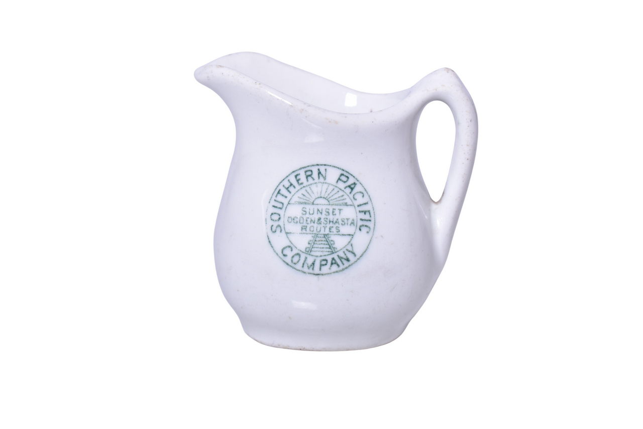 3525 - Southern Pacific Railroad China Stanford Green Creamer thumbnail
