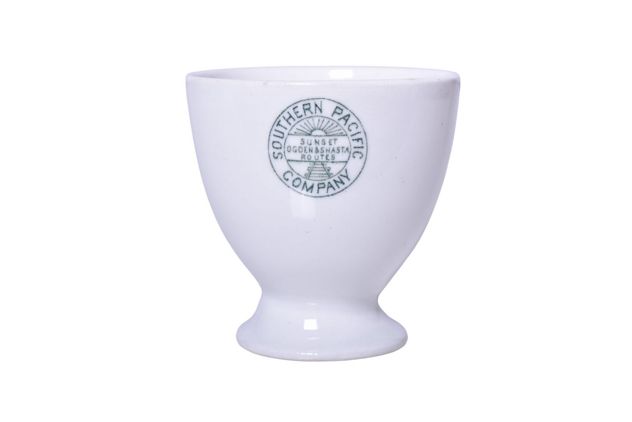 3531 - Southern Pacific Railroad China Stanford Green Pedestal Double Egg Cup thumbnail