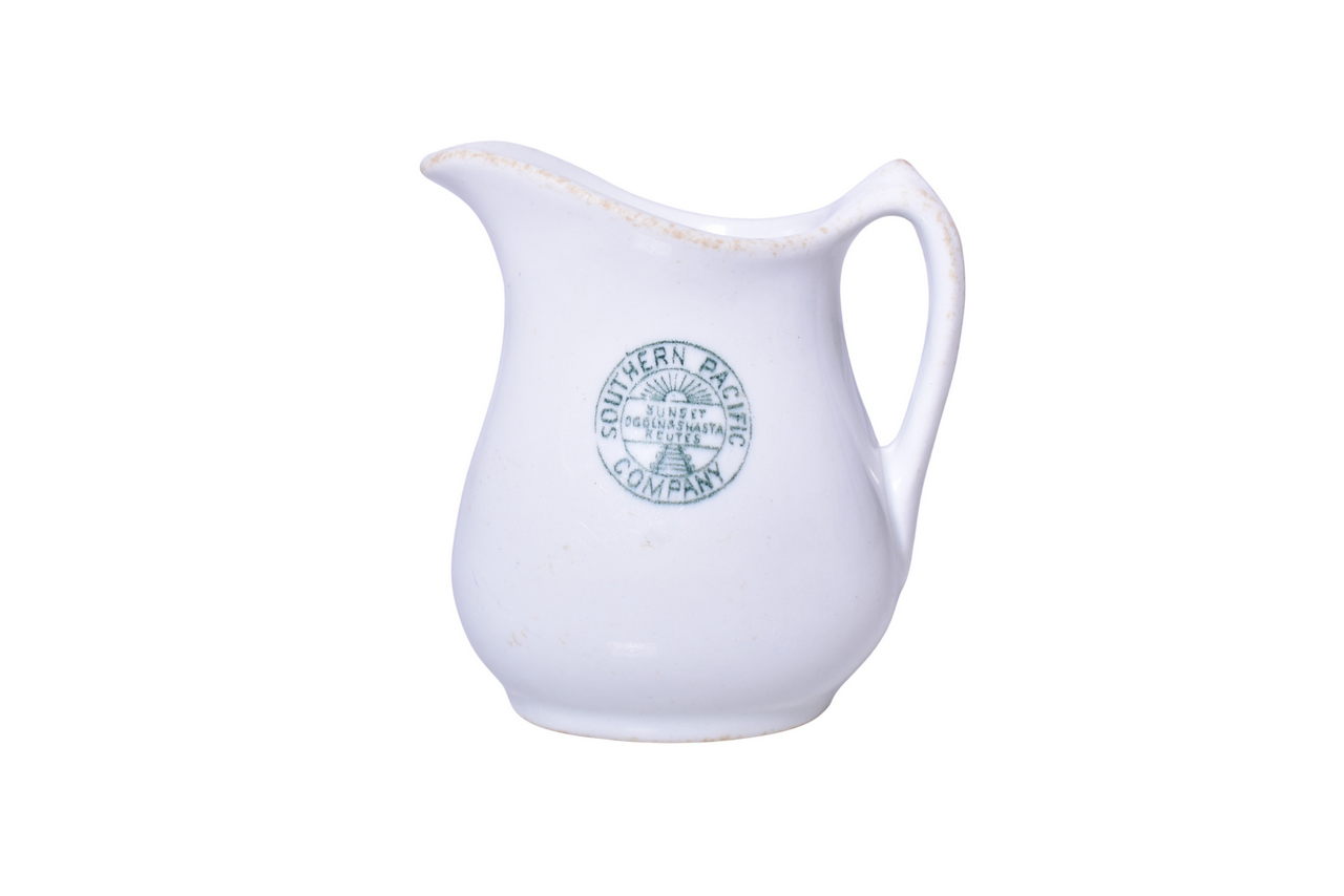 3533 - Southern Pacific Railroad China Stanford Green Cream Pitcher thumbnail