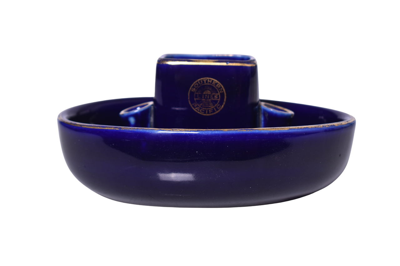 3535 - Southern Pacific Railroad Hall China Cobalt Blue Ashtray thumbnail