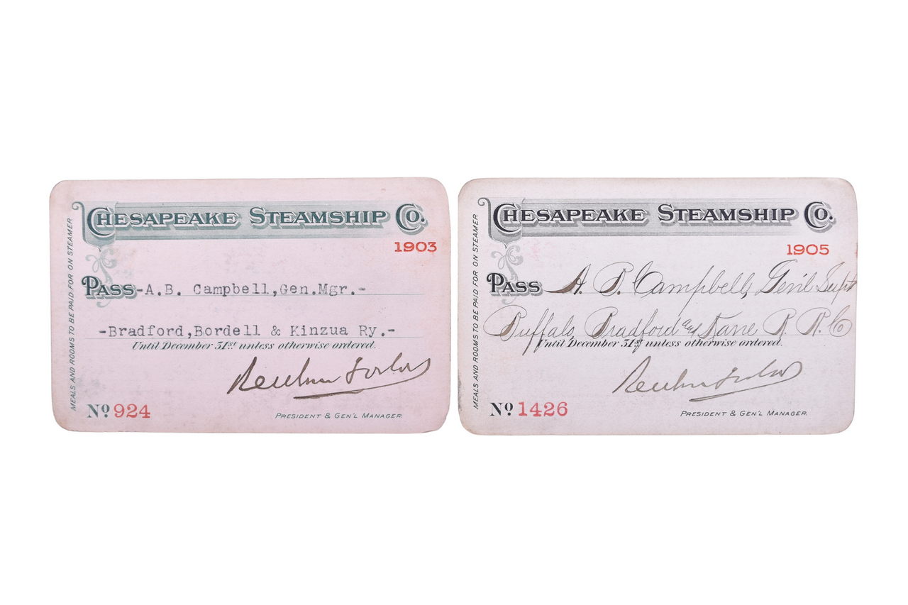 3536 - Pair of Chesapeake Steamship Co. 1903 and 1905 Annual Passes thumbnail