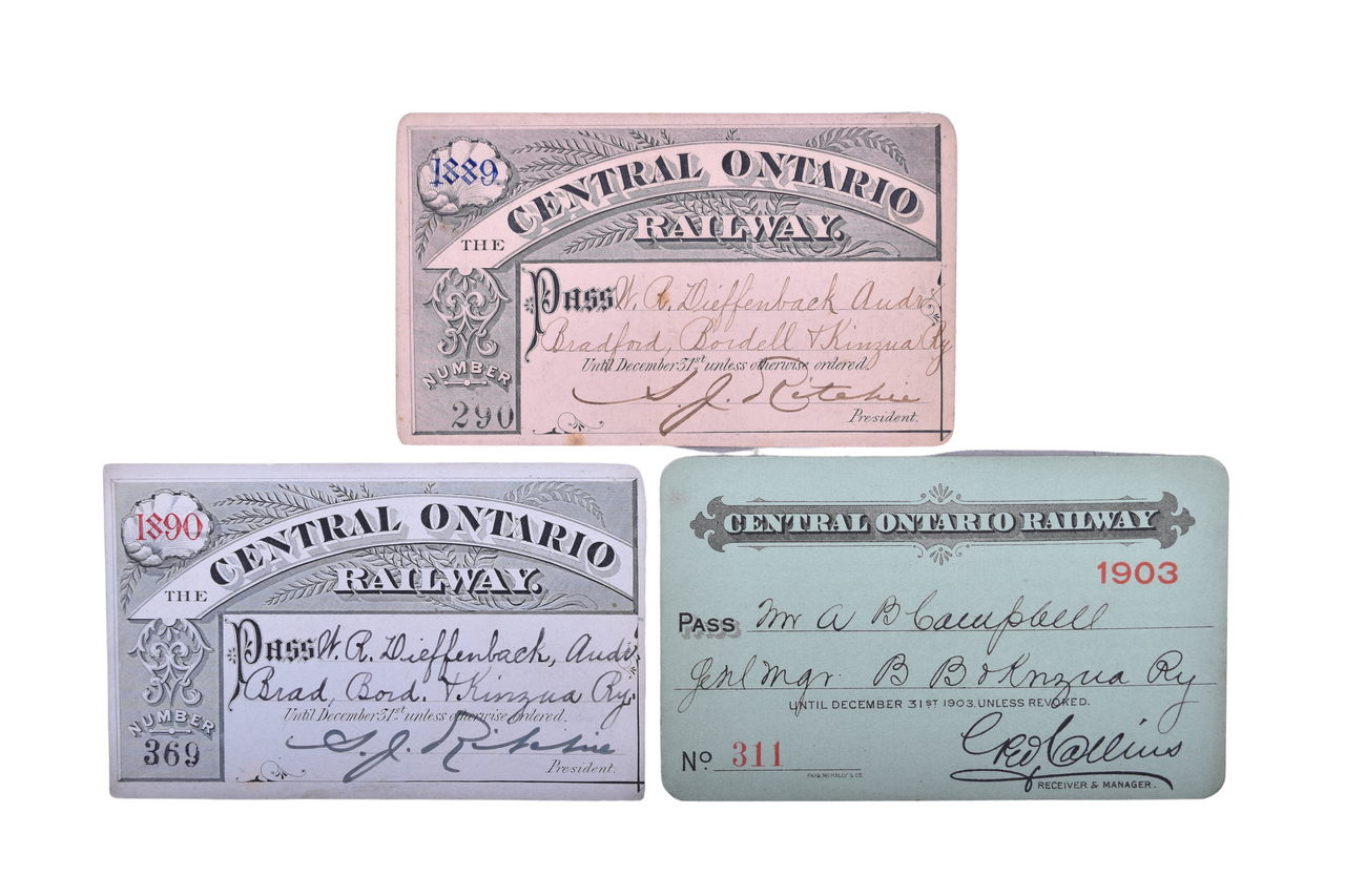 3540 - Trio of Central Ontario Railway 1889, 1890, 1903 Annual Railroad Passes thumbnail
