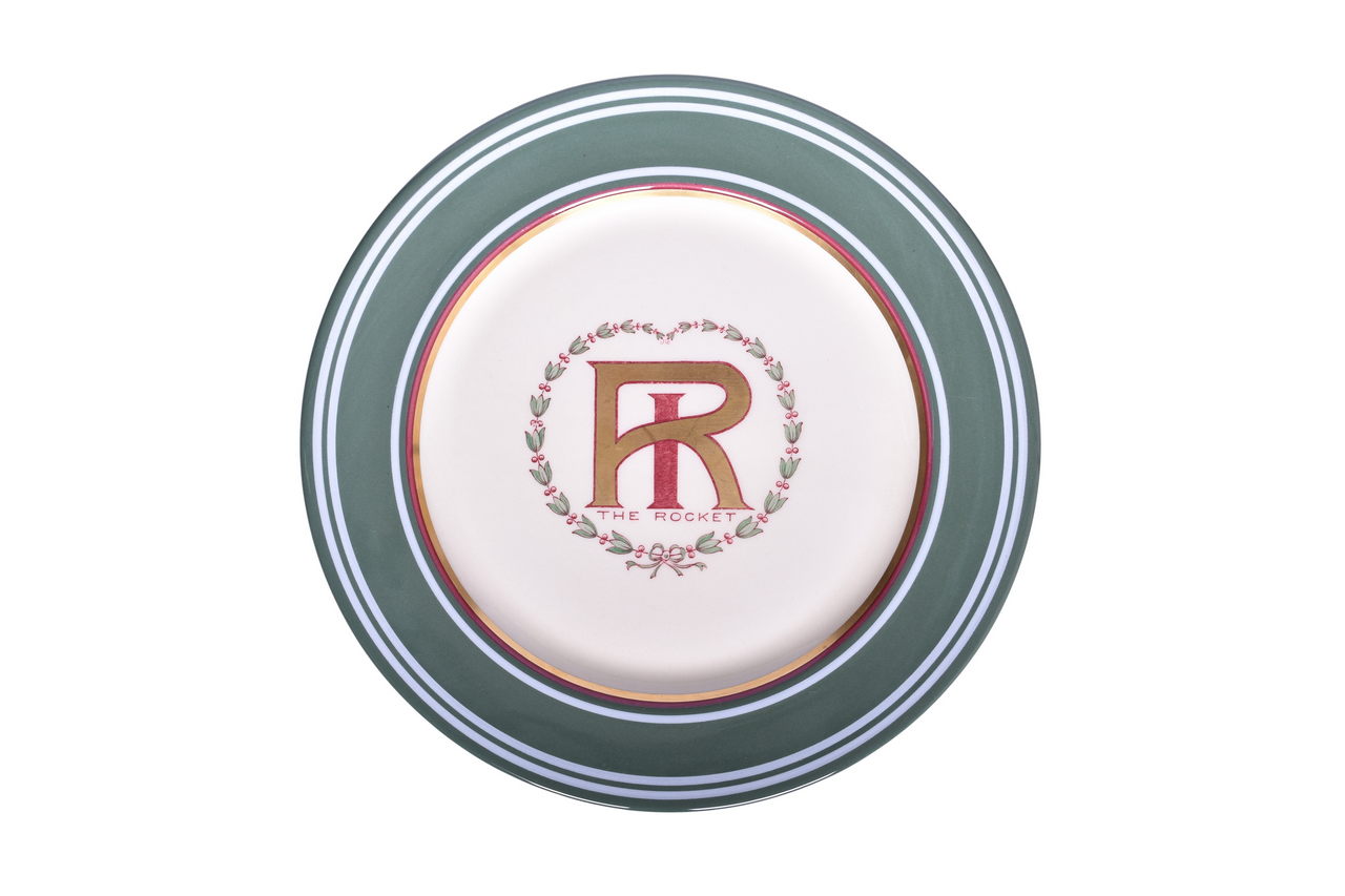 3543 - Chicago Rock Island Railroad Buffalo China The Rocket Sage Green Gold Service Plate thumbnail