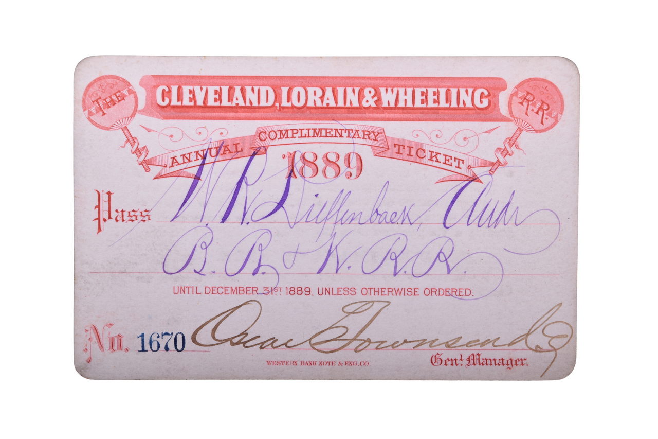 3546 - Cleveland, Lorain & Wheeling Railroad 1889 Annual Pass thumbnail
