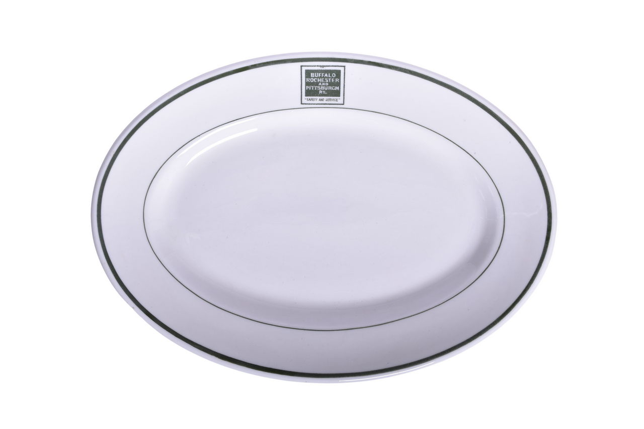 3555 - Buffalo Rochester and Pittsburgh Railway China Safety Slogan Oval Platter Plate thumbnail
