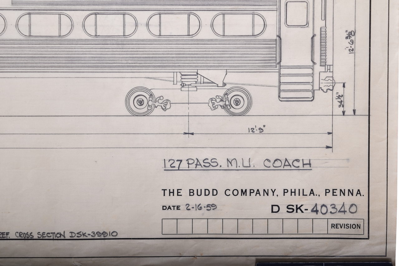 3574 - Original 1959 Budd Company Drawing for Long Island Railroad - 127 Passenger MU Coach thumbnail