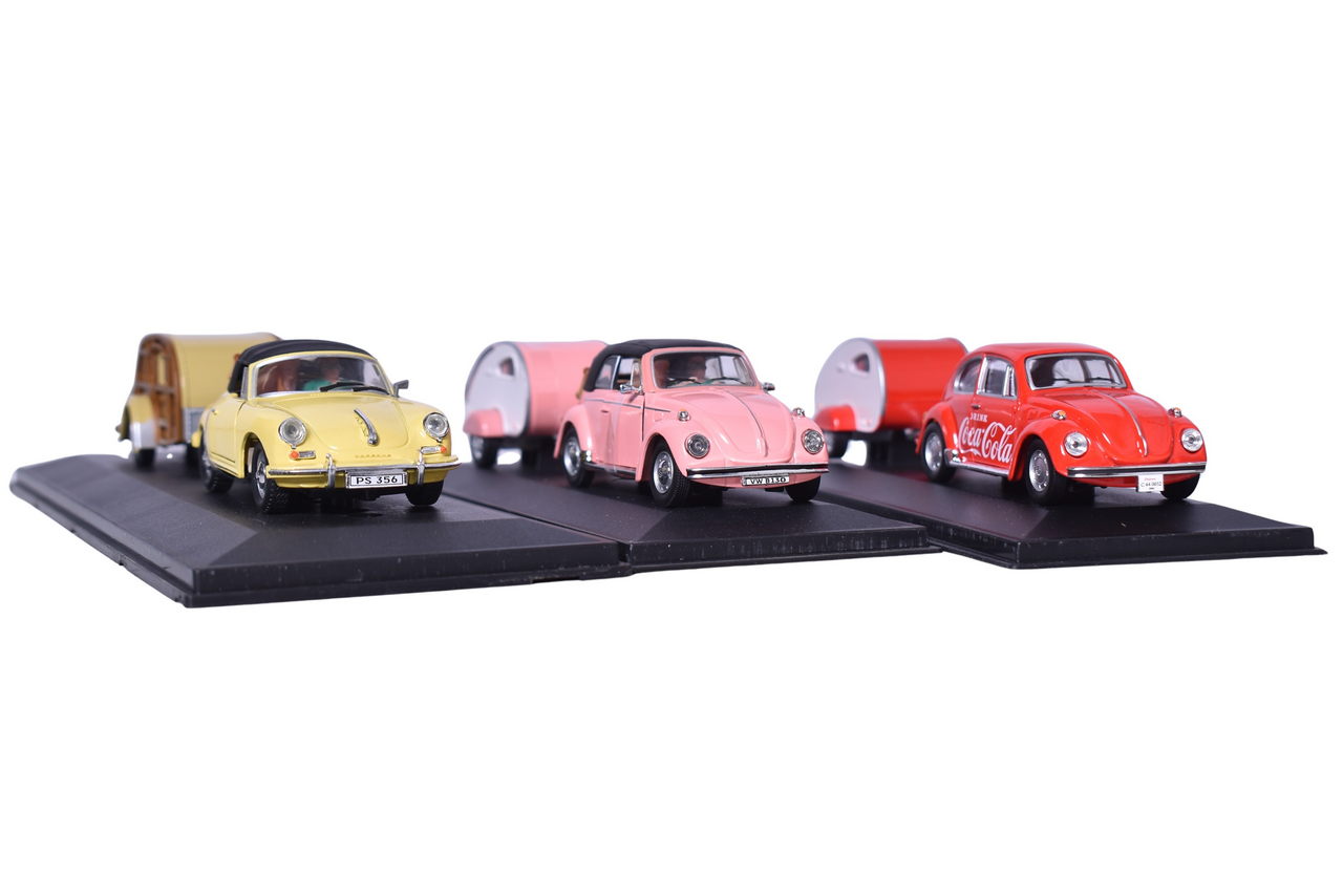 313 - Carama and Motor City 1:43 Cars with Trailers - Volkswagen and Porsche thumbnail