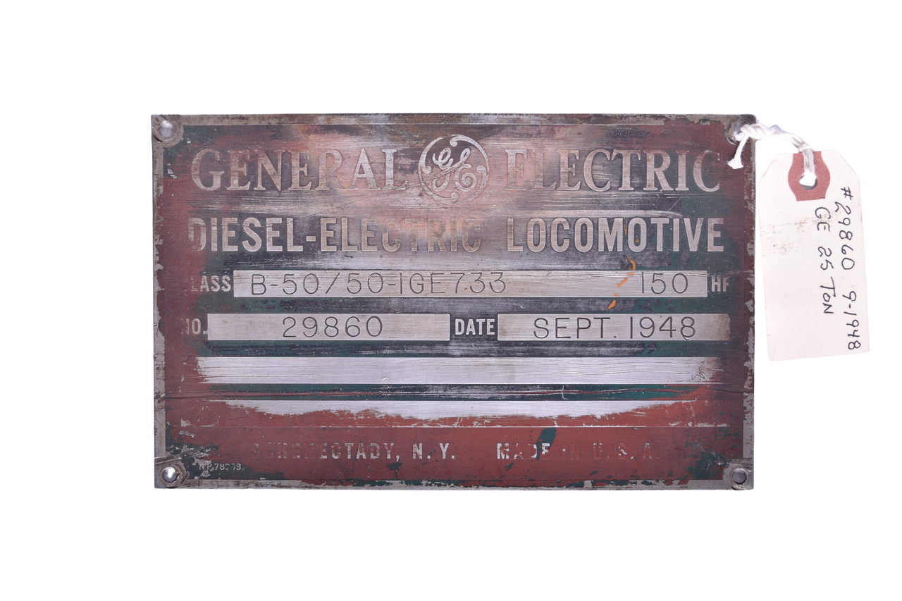 3500A - General Electric 25 Ton Switcher Builders Plate - Kansas Ashgrove Cement thumbnail