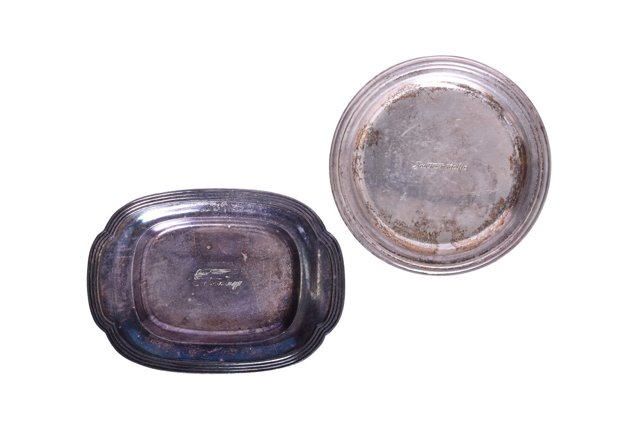 3625 - Pair of Southern Pacific Railroad Silver Butter Pats thumbnail