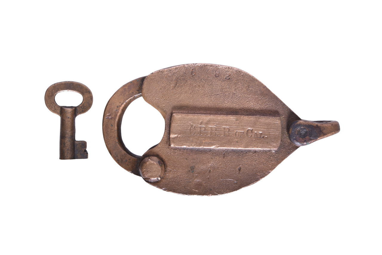3641 - Central Pacific Railroad of California Brass Heart Shaped Lock w/ Key thumbnail