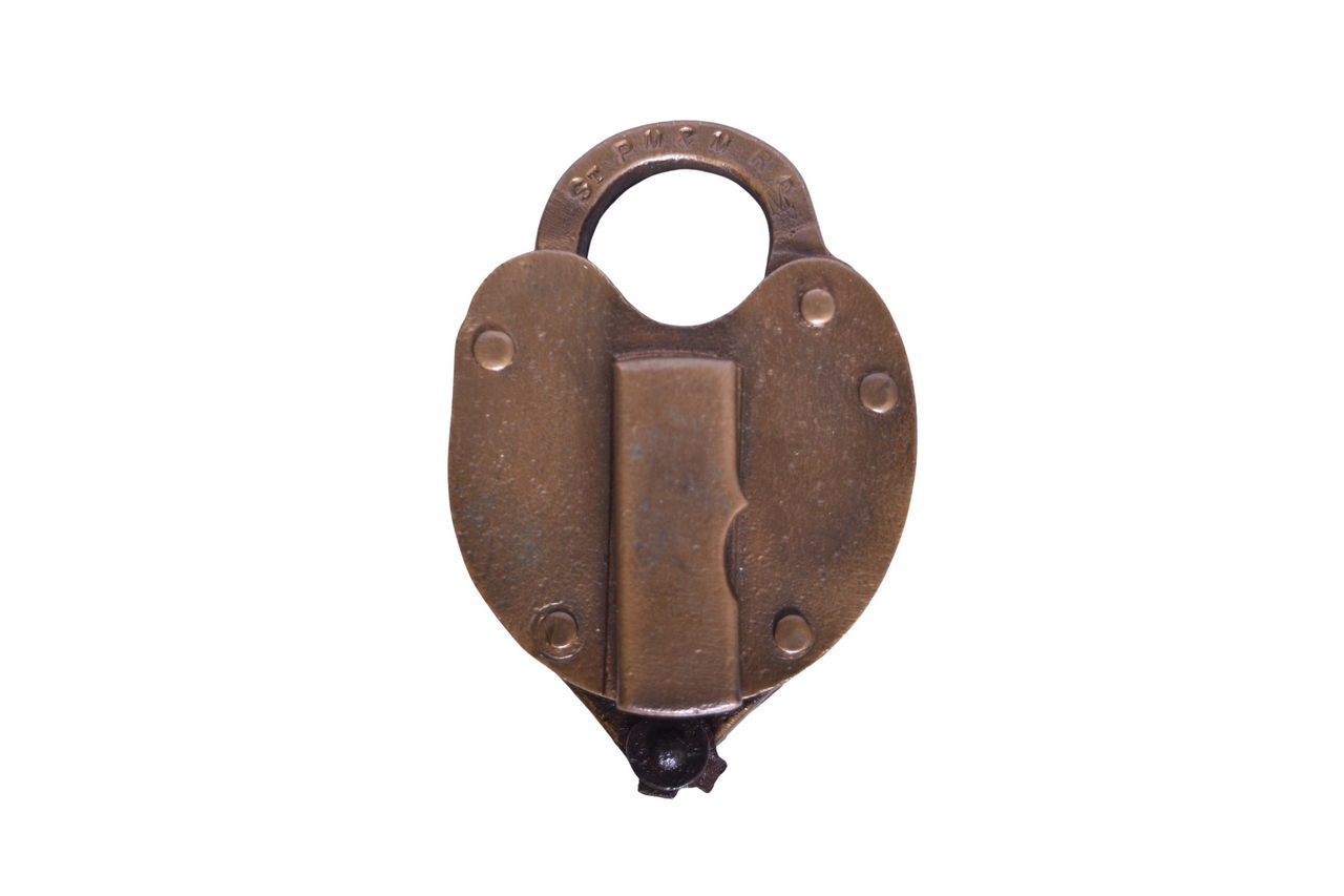 3647 - St. Paul, Minneapolis, & Manitoba Railway Brass Heart Shaped Lock - FANTASY LOCK thumbnail