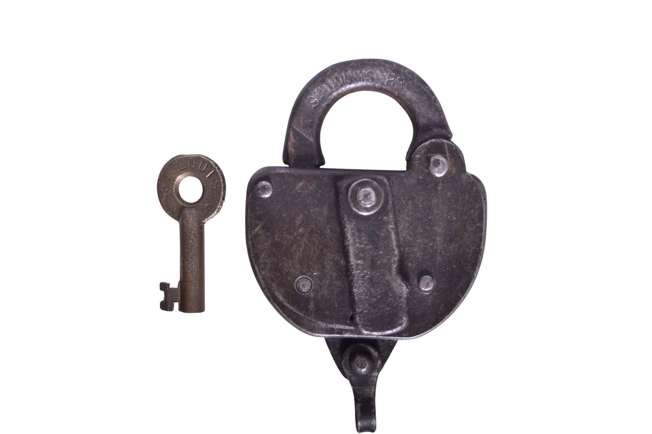 3657 - S Louis Railroad Steel Body Lock w/ Michigan Central Brass Switch Key thumbnail