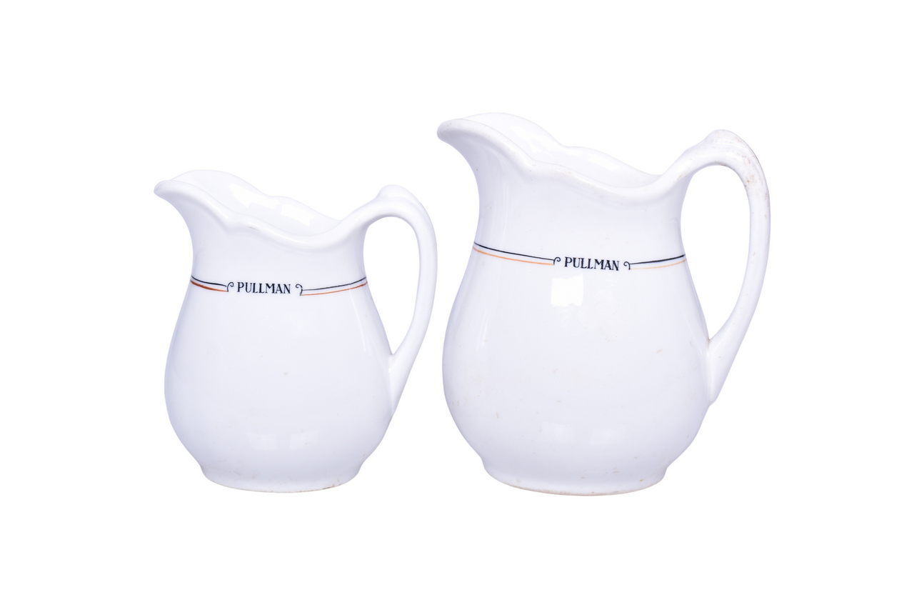 3017 - Pair of Pullman Railroad China Calumet Pitchers thumbnail