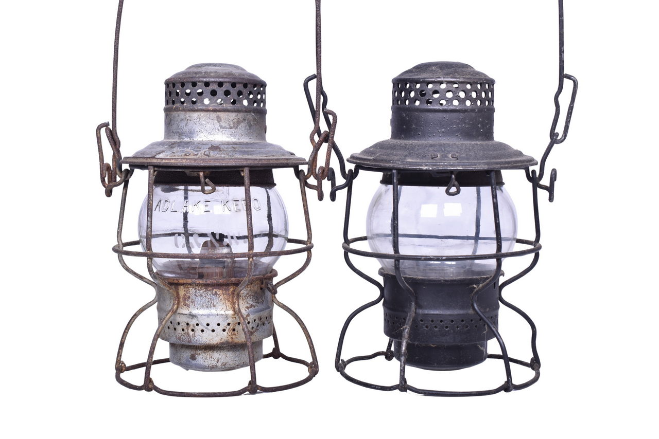 3314 - Pair of Adlake Kero Railroad Lanterns - Pere Marquette and Chicago & North Western thumbnail