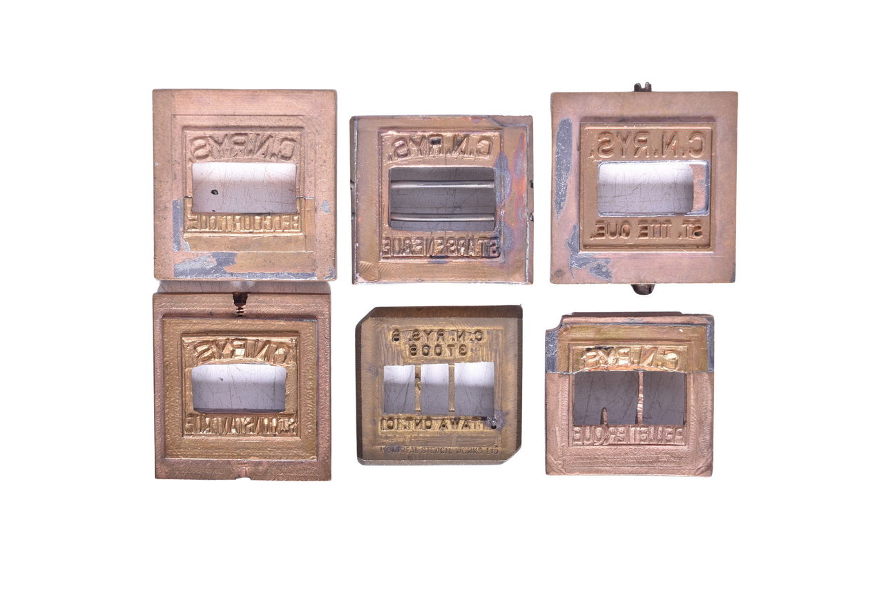 3341 - Six Canadian National Railways Quebec and Ontario Brass Dater Dies thumbnail