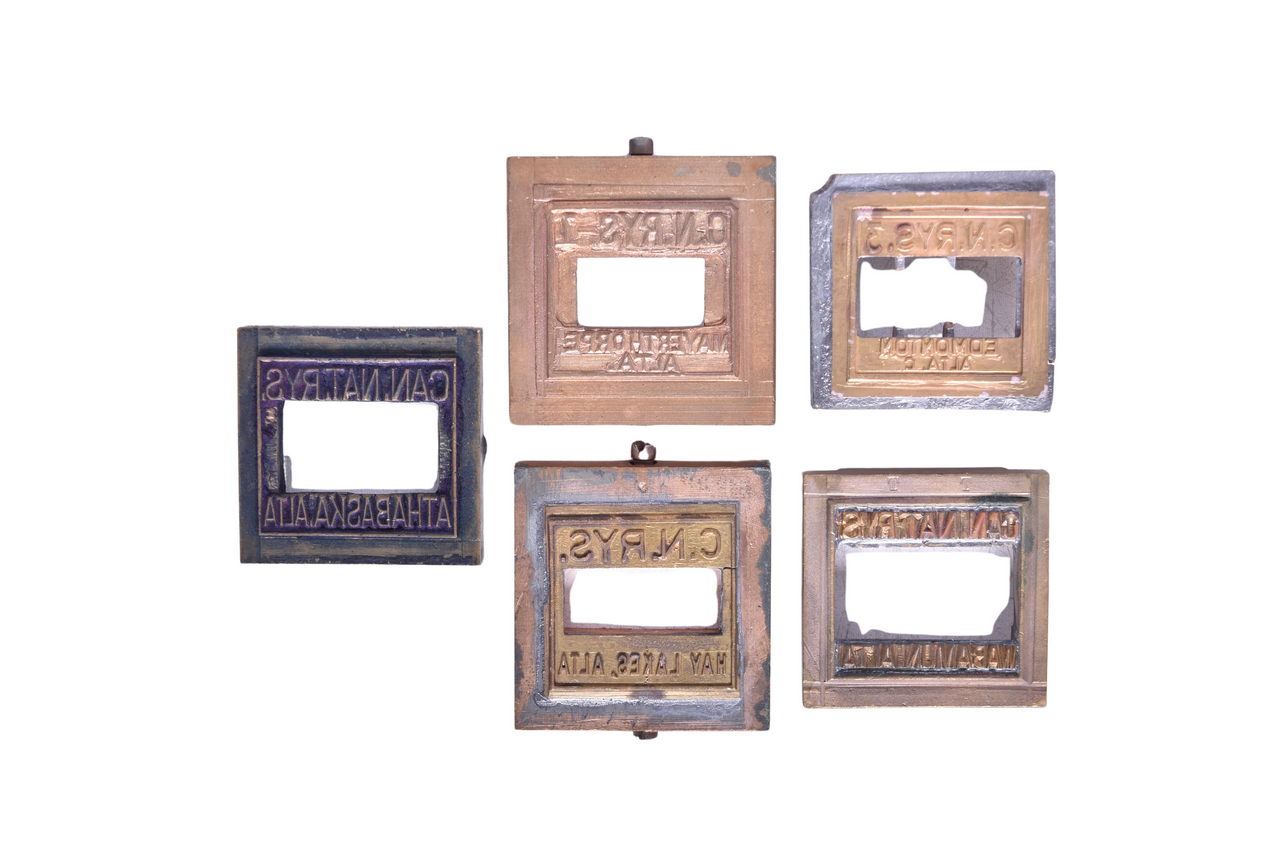 3345 - Five Canadian National Railways Alberta Brass Dater Dies thumbnail