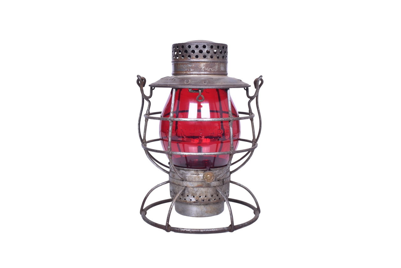 3636 - Dietz No. 39 Vulcan New York, New Haven & Hartford Railroad Lantern w/ Red Cast Globe thumbnail