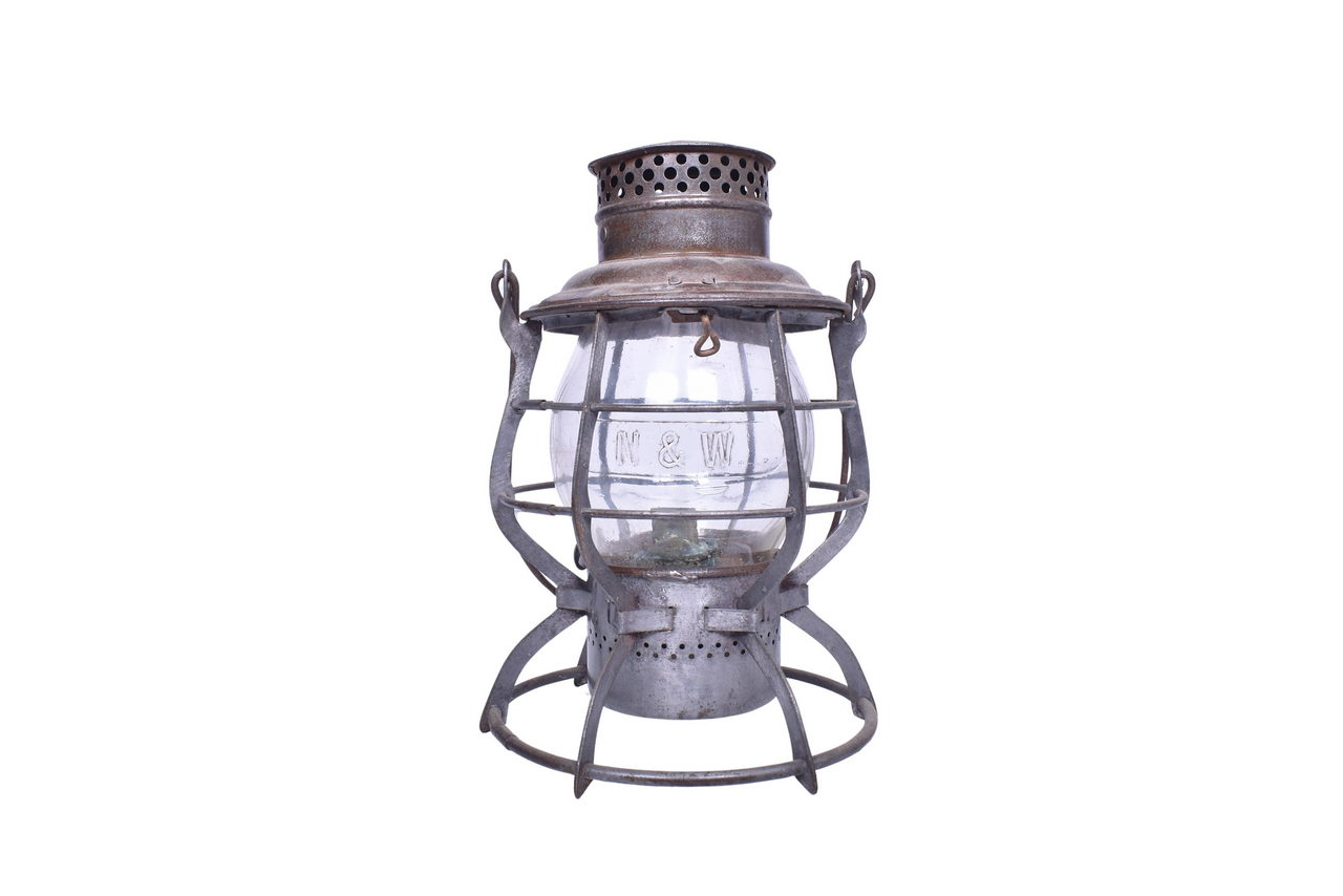 3638 - Adlake Reliable Norfolk and Western Railway Railroad Lantern w/ Clear Cast Globe thumbnail