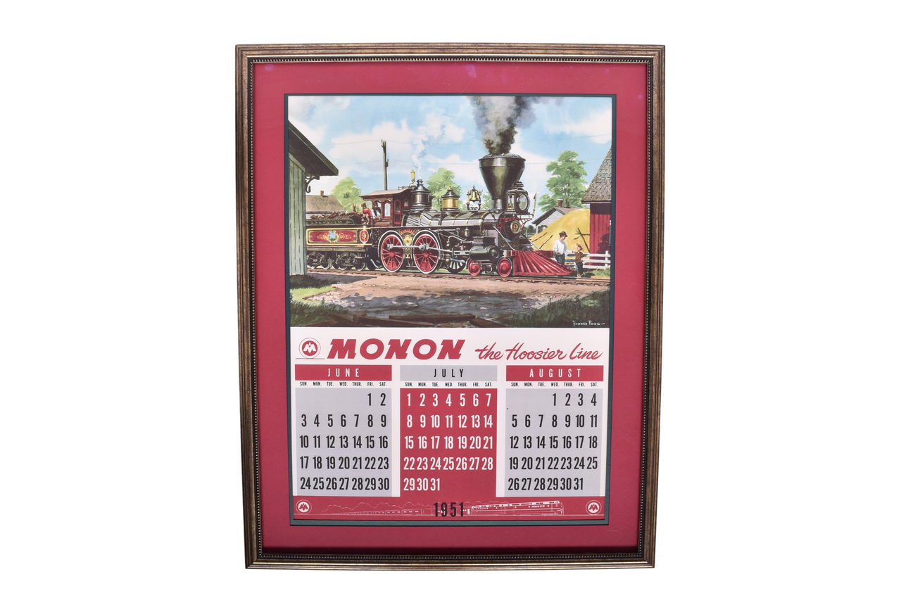 3328 - Framed Monon Railroad 1951 Wall Calendar - Art by Howard Fogg thumbnail