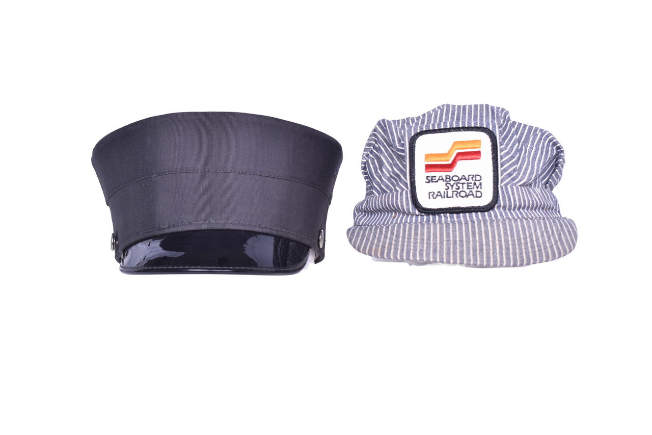 3346 - Pair of Railroad Uniform Caps - Denim Seaboard System Railroad and Carlson & Co. thumbnail